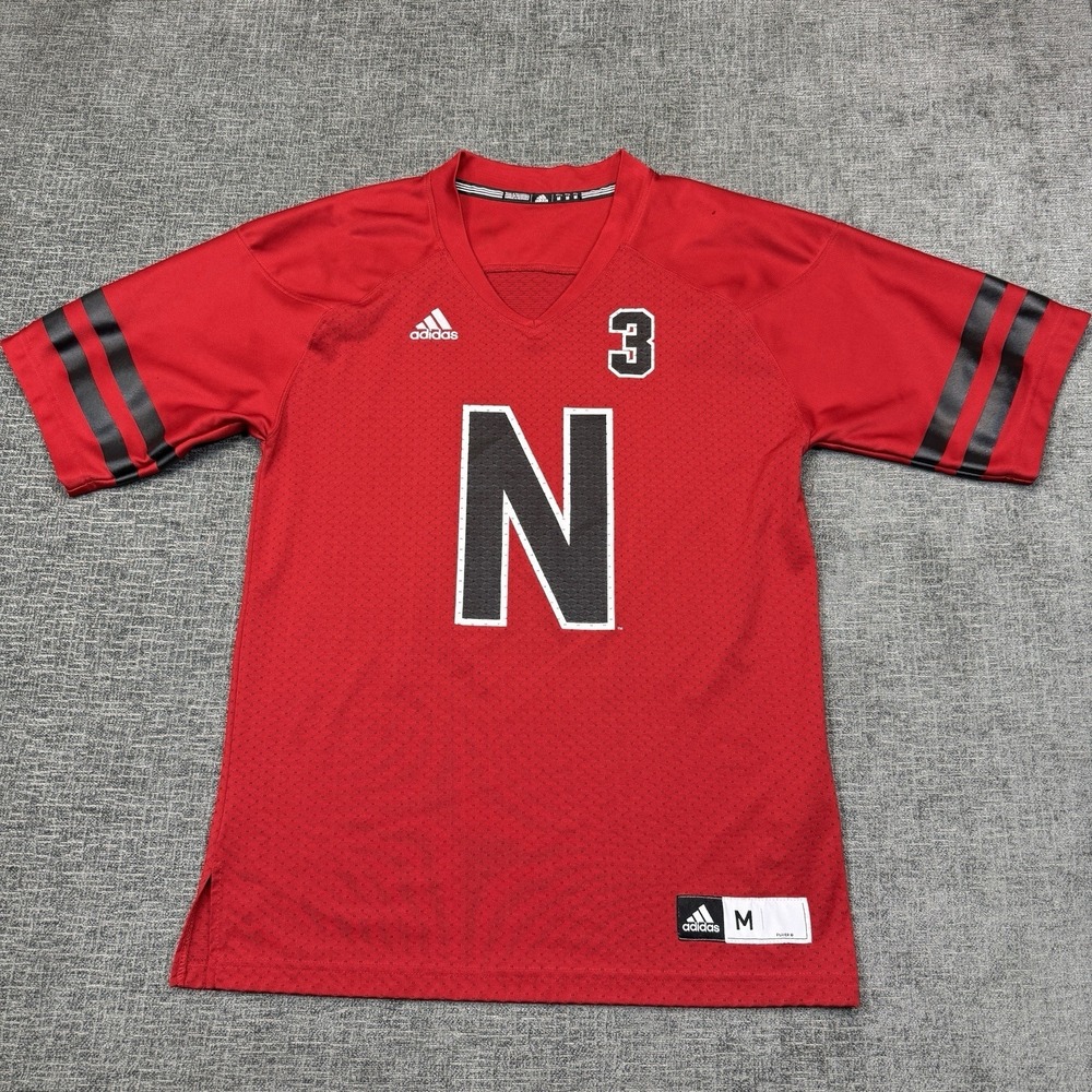 Adidas Nebraska Cornhuskers #3 Football Jersey Mens Medium Scarlet Red Huskers‎